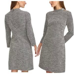 Andrew Marc Textured Knit Black & White Sheath Dress Size 4 – Chic Modern Style